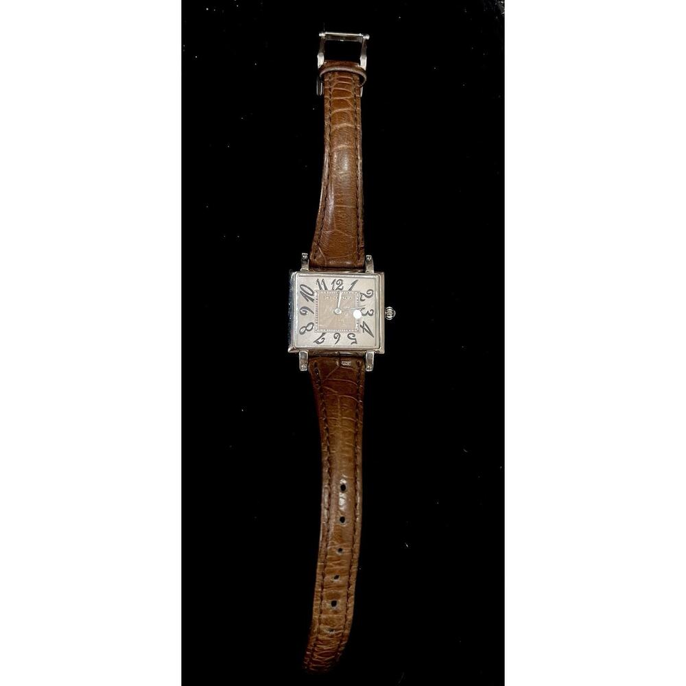 BCBG MAXAZRIA BG6020 Women's Watch Silver Tone Square Designer-New Battery